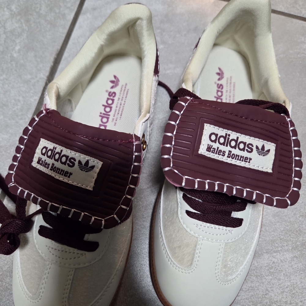 Adidas Wales Bonner Women's Sneakers - Cream and Burgundy